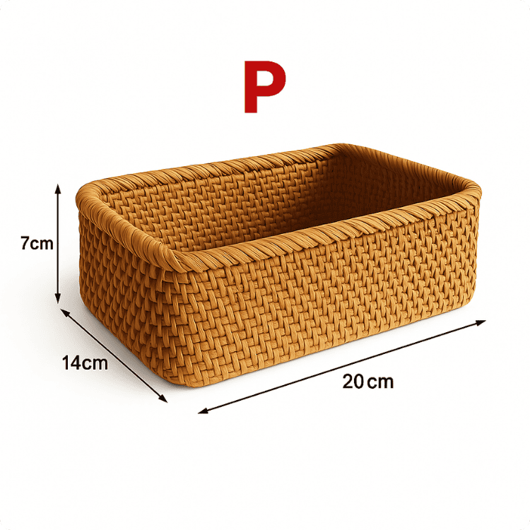 Cesto de Palha Rattan Feito a Mão