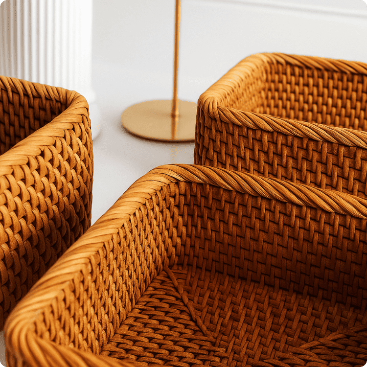 Cesto de Palha Rattan Feito a Mão