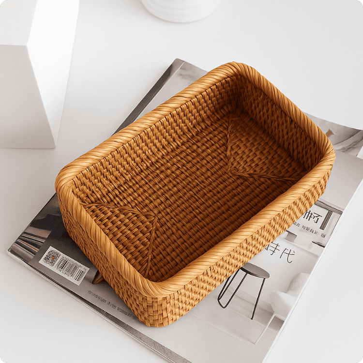 Cesto de Palha Rattan Feito a Mão