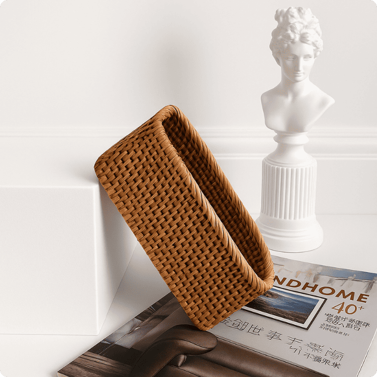 Cesto de Palha Rattan Feito a Mão