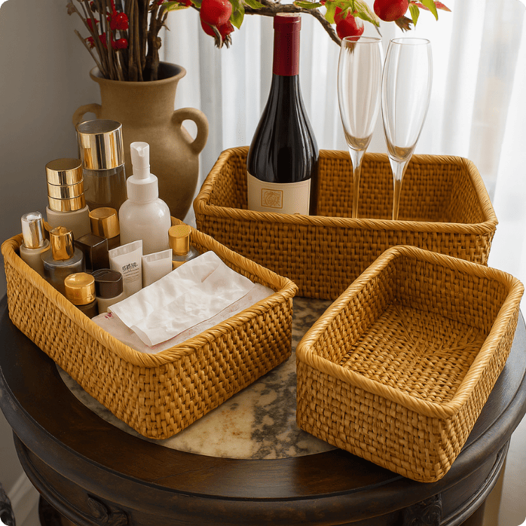 Peça decorativa e organizadora que valoriza ambientes com estilo natural e sofisticado.