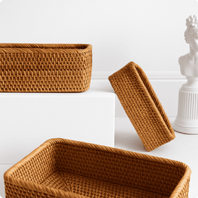 Cesto de Palha Rattan Feito a Mão