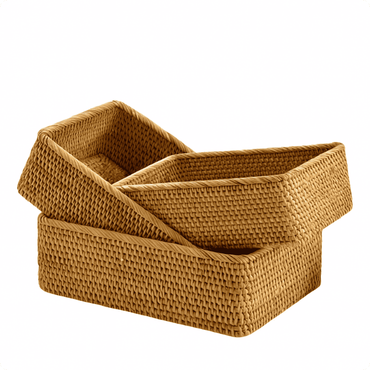 Cesto de palha rattan feito à mão da Das Casas