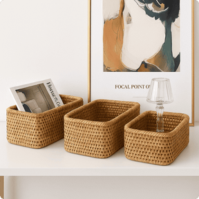 Cesto de Palha Rattan Feito a Mão